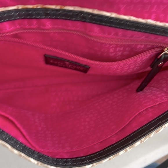 Kate Spade Loula Houston Street Crossbody Purse Bag Black Leather/ Straw - Picture 8 of 9